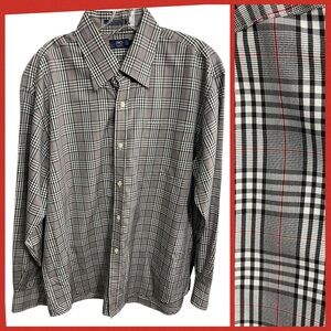 LINCS David Chu Button Front Shirt size L Black White PLAID Check Men LS Luxury